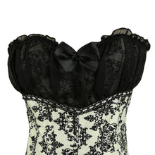 sexy-women-corset-waist-cincher-print-mesh-patchwork-bowknot-lace-up-zipper-back-strapless-lace-tops-corset-overbust BBL