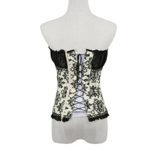 sexy-women-corset-waist-cincher-print-mesh-patchwork-bowknot-lace-up-zipper-back-strapless-lace-tops-corset-overbust BBL