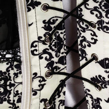 sexy-women-corset-waist-cincher-print-mesh-patchwork-bowknot-lace-up-zipper-back-strapless-lace-tops-corset-overbust BBL