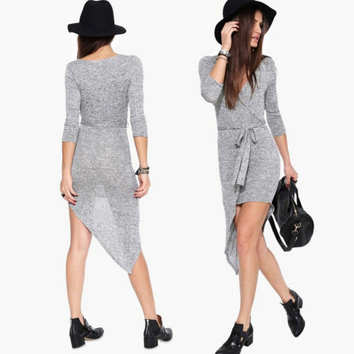 sexy-women-deep-v-neck-long-sleeve-asymmetric-mini-dress-bodycon-dresses-y8 BBL