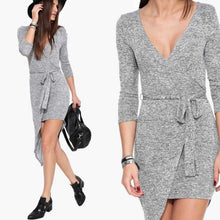 sexy-women-deep-v-neck-long-sleeve-asymmetric-mini-dress-bodycon-dresses-y8 BBL