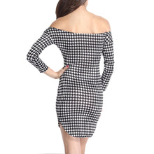 sexy-women-mini-dress-houndstooth-print-off-shoulder-three-quarter-sleeve-side-slit-club-bodycon-dress-black BBL