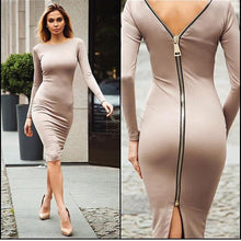 Sexy Women Night Club Sheath Dresses The Style Back Zipper Dress Long Sleeve Knee-length Dress Vestidos M0005