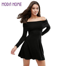 sexy-women-off-shoulder-mini-dress-slash-neck-black-club-dress-long-sleeve-elegant-party-a-line-dress-lady-vestido BBL