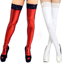 sexy-women-pu-leather-lycra-wet-look-thigh-high-stockings-with-lace-stay-up BBL