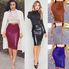 Sexy Women Soft PU Leather Skirt High Waist Slim Hip Pencil Skirts Vintage Bodycon OL Midi Skirt Womens Sexy Clubwear GV450