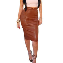 Sexy Women Soft PU Leather Skirt High Waist Slim Hip Pencil Skirts Vintage Bodycon OL Midi Skirt Womens Sexy Clubwear GV450