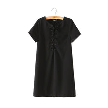 sexy-women-dress-tie-up-criss-solid-o-neck-short-sleeves-casual-dress-bandage-mini-party-dress-vestidos BBL
