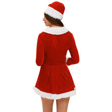 sexy-women-two-piece-set-velvet-santa-costume-dress-hat-lace-up-trim-christmas-cosplay-costumes-for-women-red-vestidos-de-festa BBL
