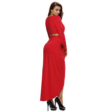 sexy-women-waist-cutout-maxi-dress-plunge-v-neck-split-bodycon-bandage-dress-long-sleeve-ruched-dress-solid-party-clubwear BBL