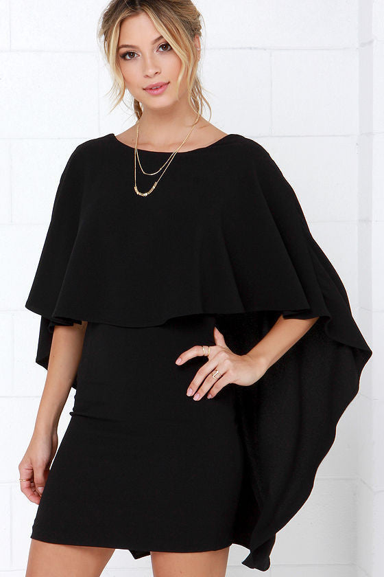 Sexy Women's Back Deep V Ponchos Hollow Out Solid Dress For Evening Party Night Clubwear Bodycon Vestido LX001