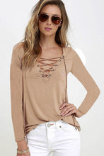 Sexy Women's Lace Up V Neck Sexy Women Blouse Top Long Sleeve Bandage Slim Fit Bottoming Shirts LX094