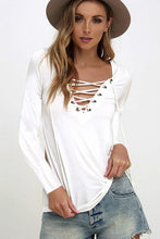 Sexy Women's Lace Up V Neck Sexy Women Blouse Top Long Sleeve Bandage Slim Fit Bottoming Shirts LX094