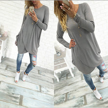 Sexy Women's O-neck Casual Loose Long Sleeve Dress & Irregular Hem Solid Dress For Women Ladies Clothings LX006
