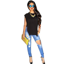 Sexy Womens Jeans Big Hole Ripped Jeans Woman Skinny High Waisted Jeans Women Destroyed Begger Denim Pants For Women