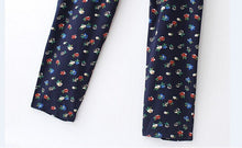 Small Floral Print Sleeveless Slim Overalls Coverall Long Pants With Sashes Rompers Women's Jumpsuit Bodysuit