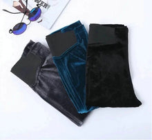 Spliced High waist Velour Leggings Woman Retro Elastic Waist Slim fit Velvet Ankle-Length Leggings Femme 3 colors
