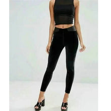 Spliced High waist Velour Leggings Woman Retro Elastic Waist Slim fit Velvet Ankle-Length Leggings Femme 3 colors