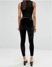 Spliced High waist Velour Leggings Woman Retro Elastic Waist Slim fit Velvet Ankle-Length Leggings Femme 3 colors