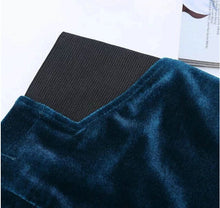 Spliced High waist Velour Leggings Woman Retro Elastic Waist Slim fit Velvet Ankle-Length Leggings Femme 3 colors