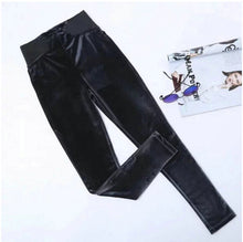 Spliced High waist Velour Leggings Woman Retro Elastic Waist Slim fit Velvet Ankle-Length Leggings Femme 3 colors