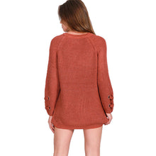 Lacing Up Women Sweaters And Pullovers Knitting Pull Femme Casual V Neck Loose Pullover Sweater Sueter Mujer
