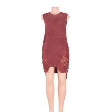 Sleeveless Ripped Tassel Sweater Dress Loose Knitted Sweater Women Sexy Destroyed Pull Femme Jumpers