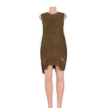 Sleeveless Ripped Tassel Sweater Dress Loose Knitted Sweater Women Sexy Destroyed Pull Femme Jumpers