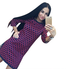 womens-plaid-cross-straight-casual-dress-o-neck-3-4-sleeve-above-knee-mini-dresses-vestidos BBL