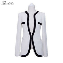 Black White Casual Women Blazer Slim Fit OL Elegant Blaser One Button Plus Size Women Blazers And Jackets