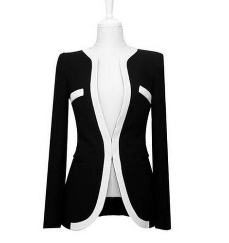 Black White Casual Women Blazer Slim Fit OL Elegant Blaser One Button Plus Size Women Blazers And Jackets
