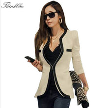Black White Casual Women Blazer Slim Fit OL Elegant Blaser One Button Plus Size Women Blazers And Jackets