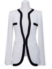 Black White Casual Women Blazer Slim Fit OL Elegant Blaser One Button Plus Size Women Blazers And Jackets