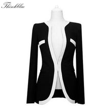 Black White Casual Women Blazer Slim Fit OL Elegant Blaser One Button Plus Size Women Blazers And Jackets