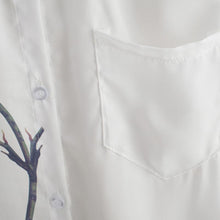 Rose Flower Printed Long Sleeve Blouse Women Turn Down Collar Chiffon Shirts White Big Size Women Office Shirt