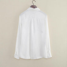 Rose Flower Printed Long Sleeve Blouse Women Turn Down Collar Chiffon Shirts White Big Size Women Office Shirt