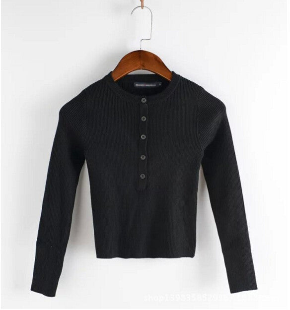 Strentch knitted Open Button Short Sweater AA American brandy Melville Long Sleeve Crop Tops Jumper Knitwear