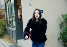 Striped Layer Faux Fur Jacket Coat 4 inches Long Hairy Long sleeve Slim Shaggy Outwear Women's Warm Faux fur Coat Black