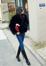Striped Layer Faux Fur Jacket Coat 4 inches Long Hairy Long sleeve Slim Shaggy Outwear Women's Warm Faux fur Coat Black