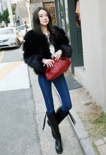 Striped Layer Faux Fur Jacket Coat 4 inches Long Hairy Long sleeve Slim Shaggy Outwear Women's Warm Faux fur Coat Black