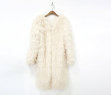 Stylish 4 inches Long Hairy Shaggy Faux Sheep Fur Coat Long sleeve Long Outwear Woman keep Warm Mid long Coat Tops