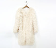 Stylish 4 inches Long Hairy Shaggy Faux Sheep Fur Coat Long sleeve Long Outwear Woman keep Warm Mid long Coat Tops
