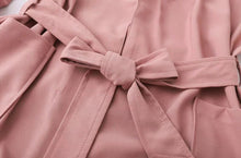 Stylish Back Flower Bird Embroidery Trench Woman Lapel Loose Drawstring Waist Coat Casual Outerwear 3 colors