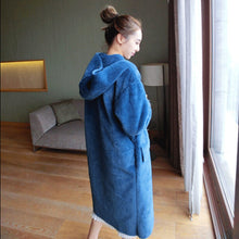 Stylish Blue Faux Suede Spliced Faux Fur Coat Women Hooded Faux Fur Jackets Mid Long Loose Outerwear