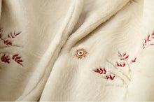 Stylish Embroidery Flower Hairy Shaggy Faux Fur Coat Woman Lapel Mid Long Coats Warm Outerwear