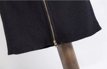 Stylish High neck Knit Sweater Dress Women Solid Color Long Jumper Long Zipper Sweater Dresses Black