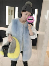 Stylish Long Hairy Shaggy Faux Fox Fur Vest With Contrast Collar 1 Set Woman Faux Fur Sleeveless Jacket Waistcoat Outerwear