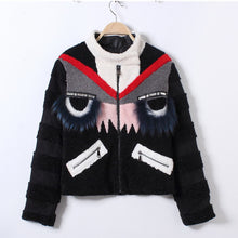 Stylish Monster Beading Real Raccoon Fur Eye Eyelash Patchwork Faux Wool Fur Thin Parka Coat Luxury Lady Jacket Outwear