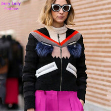 Stylish Monster Beading Real Raccoon Fur Eye Eyelash Patchwork Faux Wool Fur Thin Parka Coat Luxury Lady Jacket Outwear