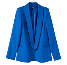 Stylish Shawl Collar Slim fit Blazer Solid Color Long sleeve Back Slit mid long OL Suit Coat Femme blue s m l